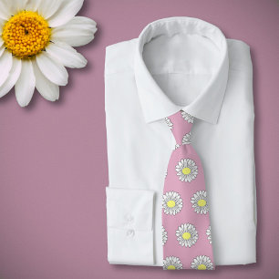Cravate Botanique Daisy Pastel Fleur rose