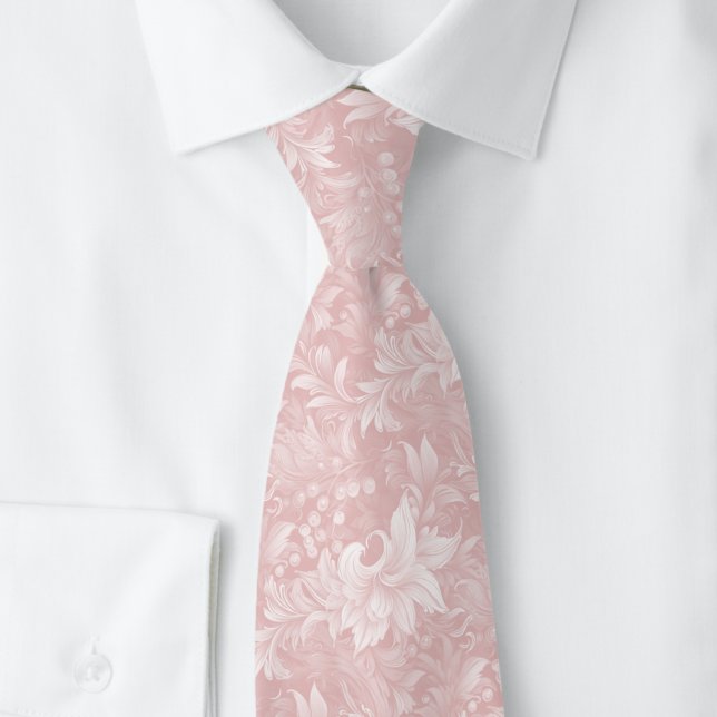Cravate Botanique Orné Rose Champagne (Créateur téléchargé)