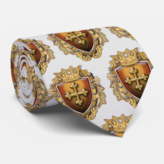 Cravate Bouclier Couronne Biseauté  (Roulé)