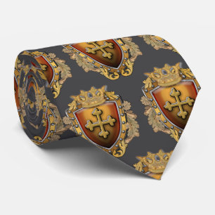 Cravate Bouclier Couronne Biseautée