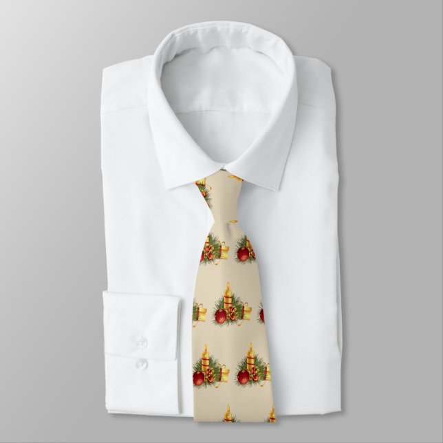 Cravate Bougies de Noël dorées (Attaché)
