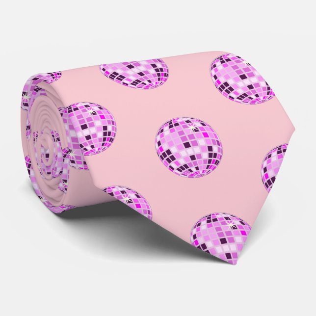 Cravate Boule moderne rose violet Disco Motif Pastel rose (Roulé)