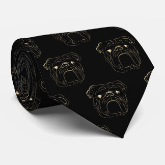 Cravate Bouledogue Anglais Noir et Or