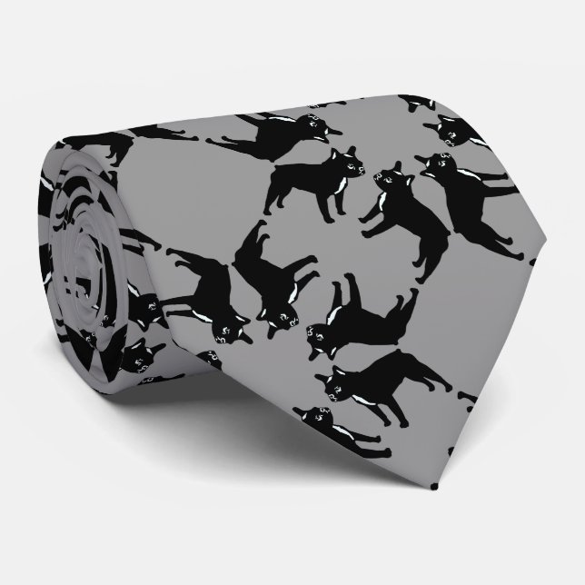Cravate Bouledogue français bn (Roulé)