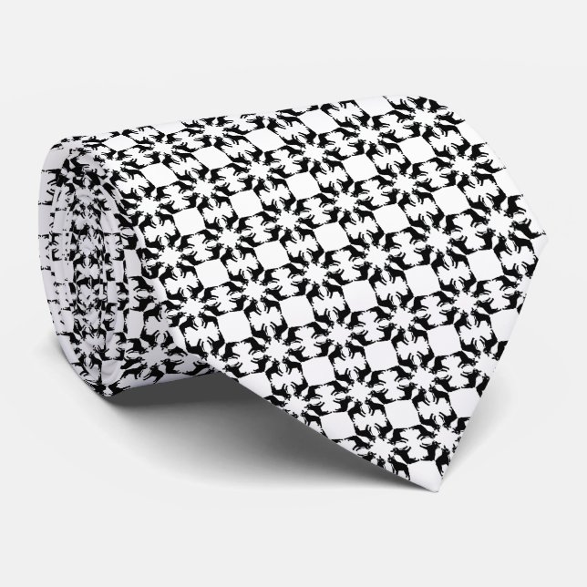 Cravate Bouledogue français noir blanc (Roulé)