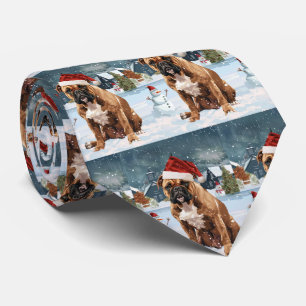 Cravate Bouledogue Mastiff Noël Hiver Merveilleux Joie de