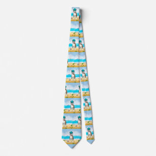 Cravate Bouledogue Terrier sur la Plage