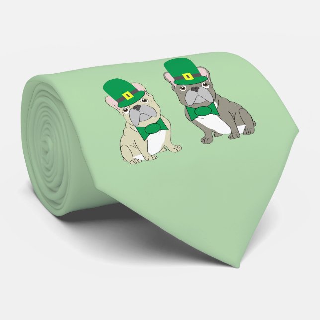 Cravate Bouledogues français de la Saint-Patrick (Roulé)