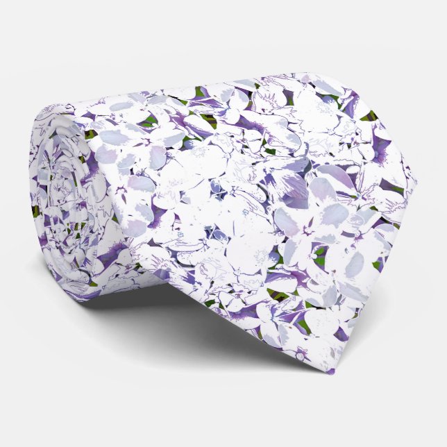 Cravate Bouquet de fleurs d'aquarelle d'hydrangées. (Roulé)