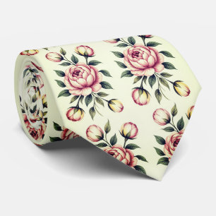 Cravate Bouquet floral de rose rose