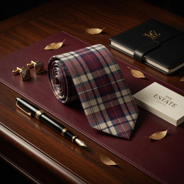 Cravate Bourgogne Domaine Plaid Luxe (Créateur téléchargé)