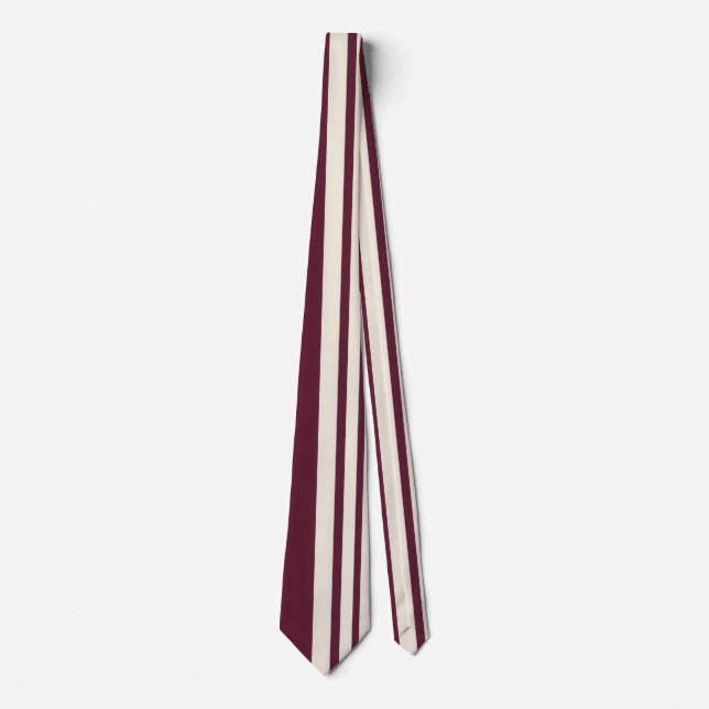Cravate Bourgogne Ivory Rayure Élégant Moderne (Devant)