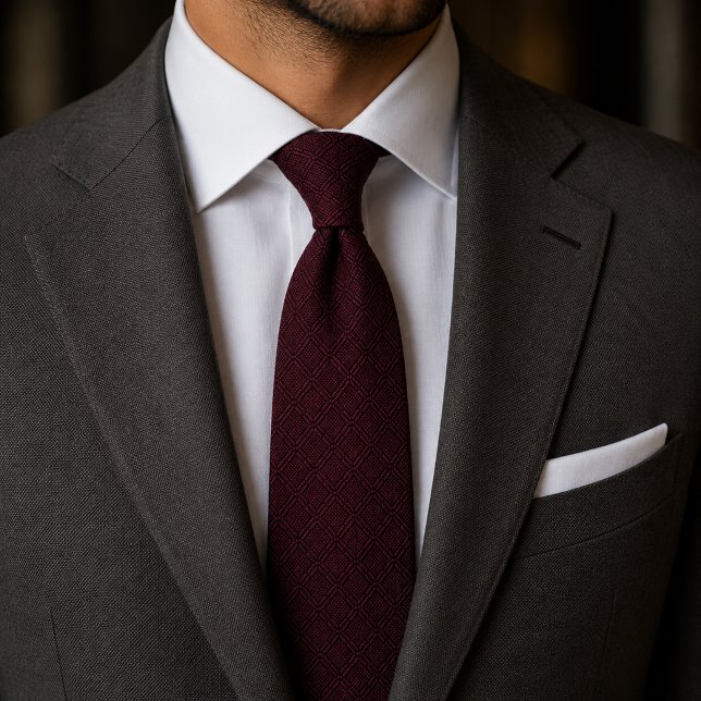 Cravate Bourgogne Luxueux Élégant Texturé Rouge Foncé (Créateur téléchargé)