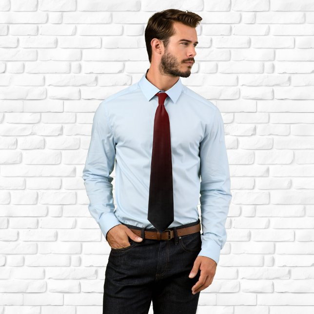 Cravate Bourgogne Noir Moderne Ombré (Modern Burgundy Black Ombre Neck Tie)
