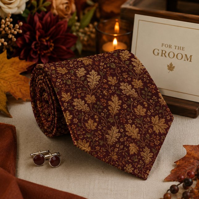 Cravate Bourgogne Or Vintage Damassé Luxe Baroque  (Créateur téléchargé)