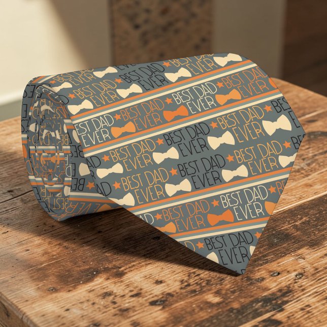 Cravate Bowtie Best Dad Ever Pattern Necktie Tie (Créateur téléchargé)