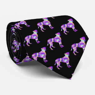 Cravate Boxer Chien Silhouette Violet Couleurs Noir Cou