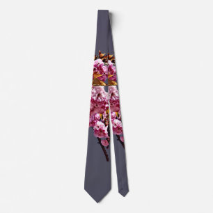Cravate Branches en fleurs de cerises doubles