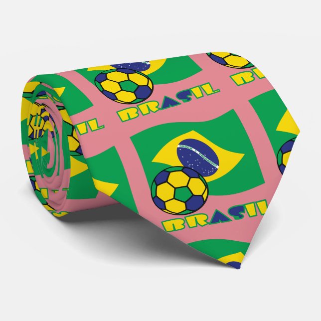 Cravate Brasileiro Futebol e Bandeira (Roulé)