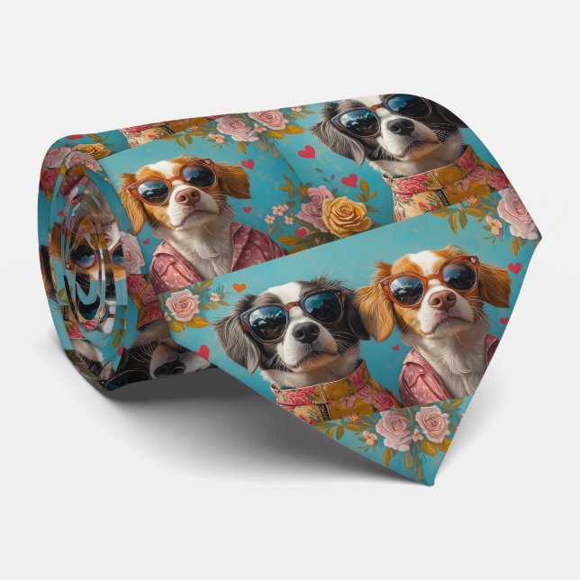 Cravate Bretagne Espagnol avec coeur Roses Saint Valentin (Roulé)