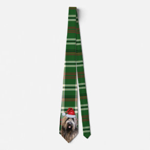 Cravate Briard Shepherd Chien et Green Plaid Noël