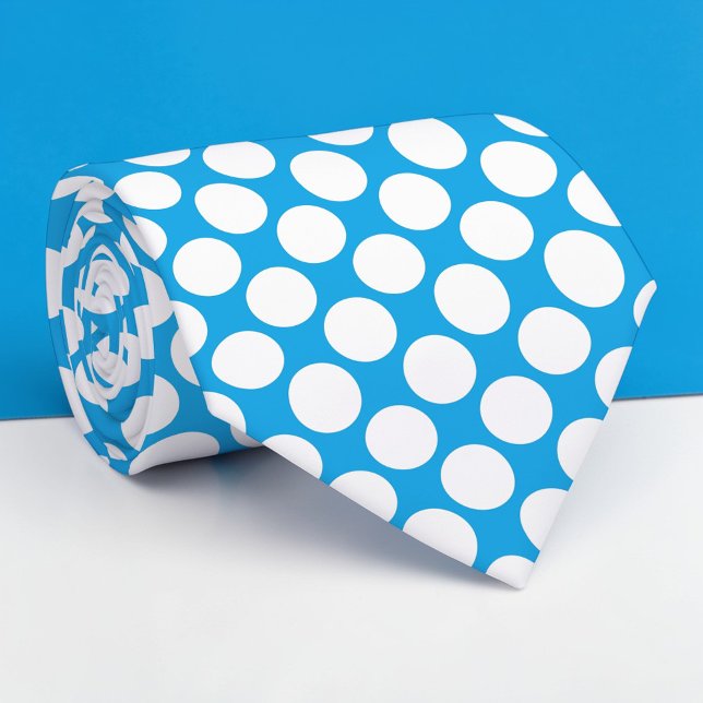 Cravate Bright Blue Jumbo Polka Dots Custom Necktie (Créateur téléchargé)