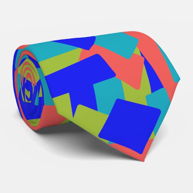 Cravate Bright Bold Blue Green Coral Abstract Patches (Roulé)