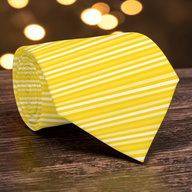 Cravate Bright Dark Yellow Color Stripes Necktie (Créateur téléchargé)