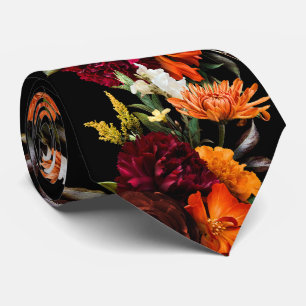 Cravate Bright Fall, Orange & Red Floral Grooms Mariage