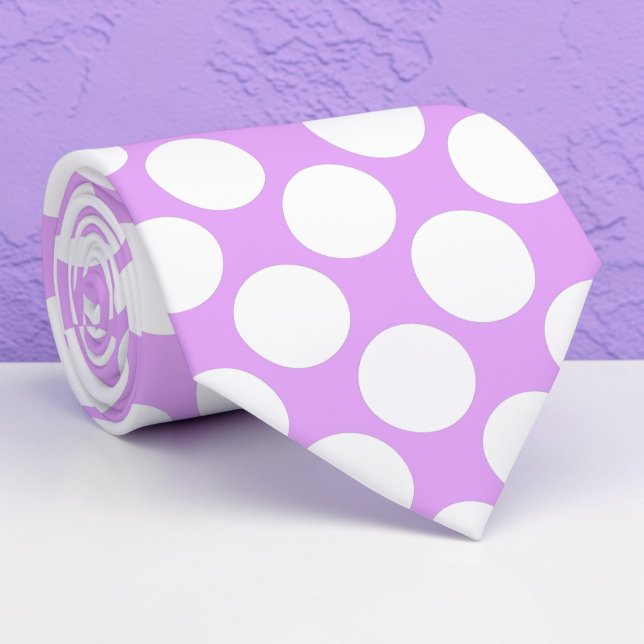 Cravate Bright Purple Jumbo Polka Dots Custom Necktie (Créateur téléchargé)