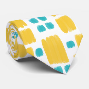 Cravate Bright Turquoise et Jaune formes peintes