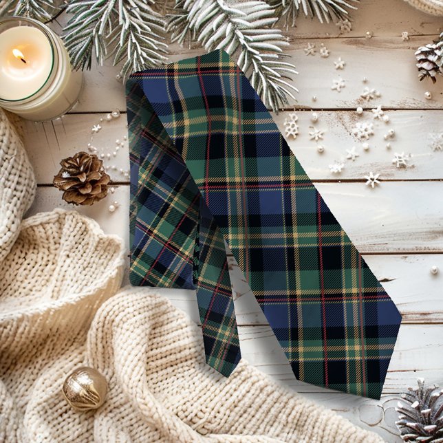 Cravate Brique de tartan de Noël bleu vert ID1141B (Créateur téléchargé)