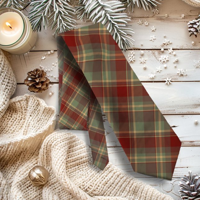 Cravate Brique rouge vert Tartan de Noël ID1141A (Créateur téléchargé)