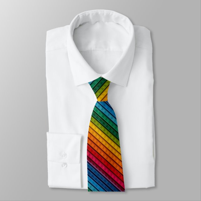 Cravate Briques arc-en-ciel en plastique diagonales  (Attaché)
