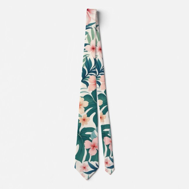 Cravate Brise Botanique - Tropical Floral Pattern Neck Ti (Devant)