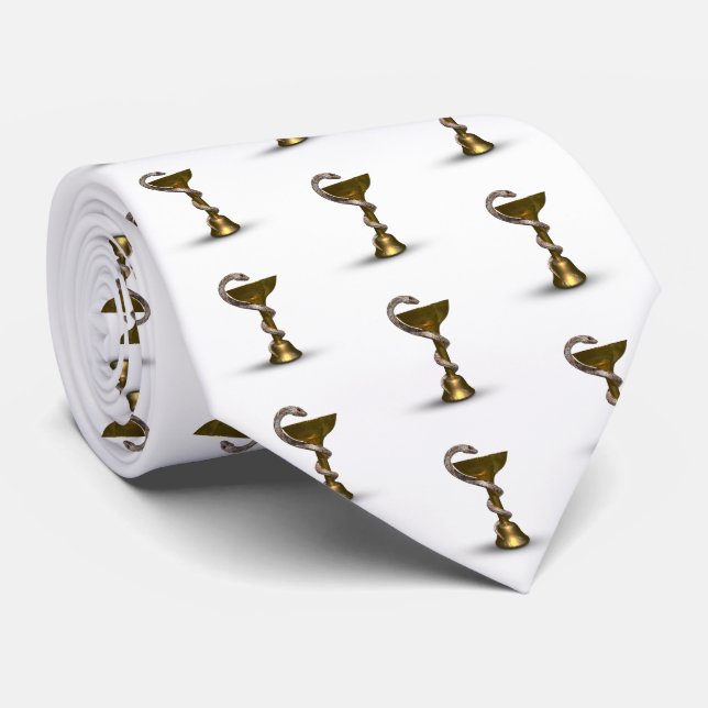 Cravate Bronze Snake Bowl Hygieia White Caduceus Médicale (Roulé)