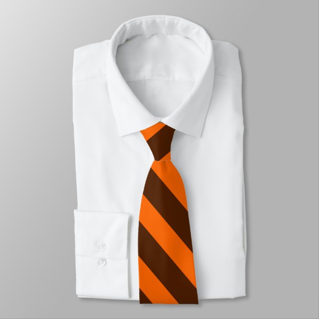 Cravate Brown and Orange University Stripe Tie (Attaché)