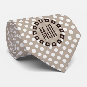 Cravate Brown and Taupe Polka Dot with Monogram