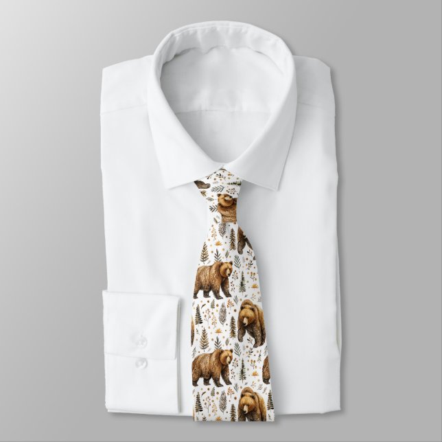 Cravate Brown Bear Woodland   (Attaché)