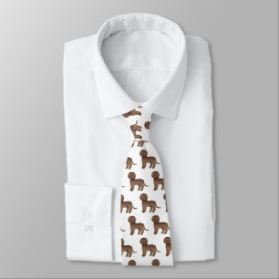 Cravate Brown Mini Goldendoodle Cute Cartoon Dog Pattern