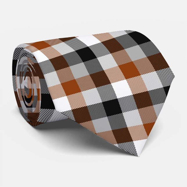 Cravate Brown noir blanc Twill En vichy design (Créateur téléchargé)