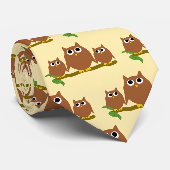 Cravate Brown Owls Design Any Colour Background (Roulé)