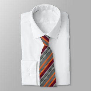Cravate Brûlé Orange Gris Charbon Multi-Rayas