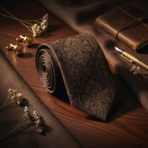 Brun Baroque Damask Espresso Foncé de Luxe