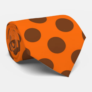 Cravate brune orange de motif de point de polka