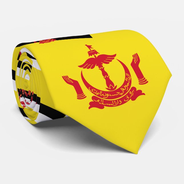 Cravate Bruneian Flag & National Emblem, Brunei (Roulé)