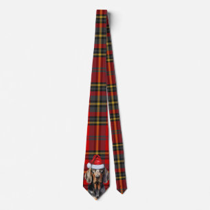 Cravate BT Amoureux des chiens Coonhound Rouge Vert Plaid