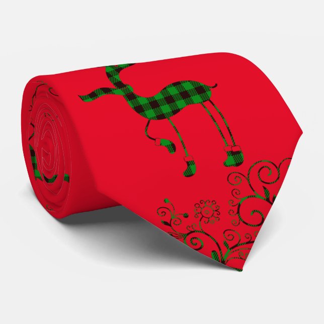 Cravate Buffalo Plaid Christmas Deer Thunder_Cove (Roulé)