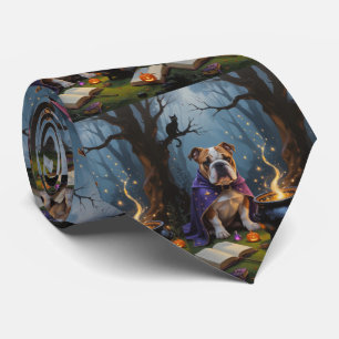 Cravate Bulldog Whimsical Halloween peinture