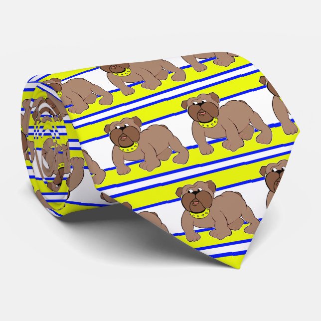 Cravate Bulldogs Équipe sportive Blanc Jaune Necktie (Roulé)